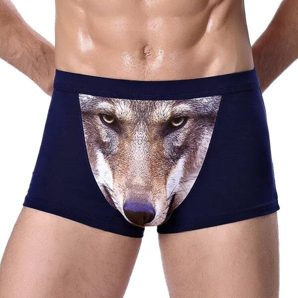 Panties Wolf Funny Underwear Men Cotton Breathable Boxer Shorts Man Brand U Pou