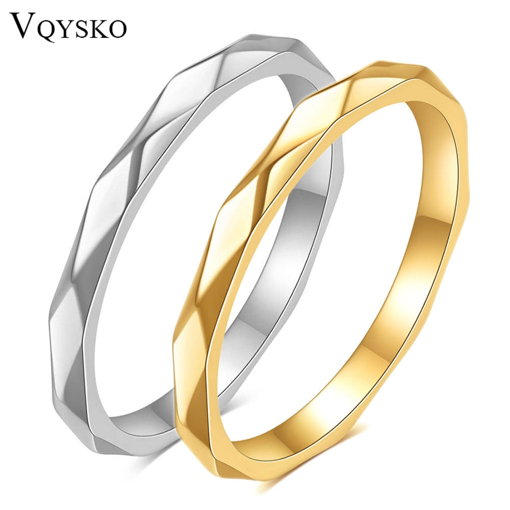 VQYSKO Multi Faceted Comfort Fit Design Ring Geometric Band Women Tungsten Wedd