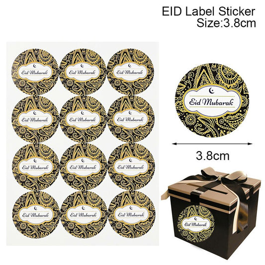 60/120pcs Ramadan EID Mubarak Decorations Paper Sticker Gift Lable Seal