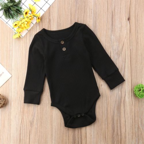 Pudcoco US Stock Newborn Infant Baby Boy Girls Romper Long Sleeve Solid Cotton