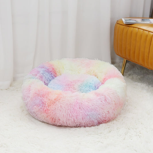 Super Soft Pet Cat Bed Plush Full Size Washable Calm Bed Donut Bed Comfortable