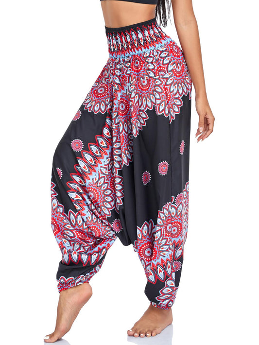 2 in 1 Harem Jumpsuit Floral Yoga Pants