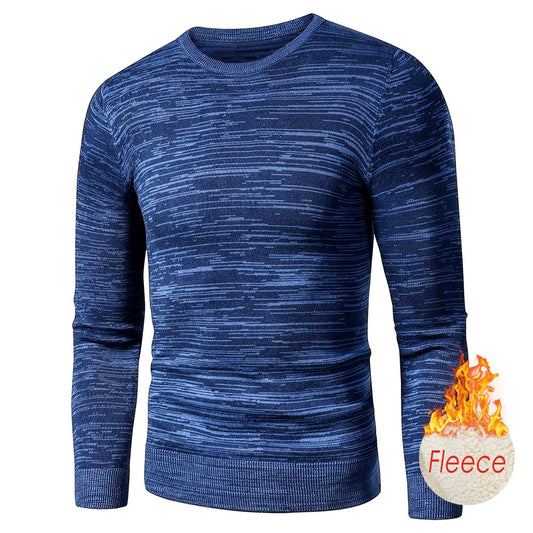 Men Autumn New Casual Vintage Mixed Color Cotton Fleece Sweater Pullovers Men