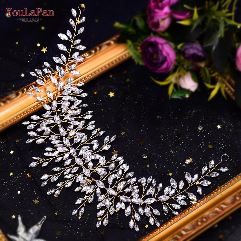 YouLaPan HP466 Rhinestone Wedding Forehead Headband Women Headdress