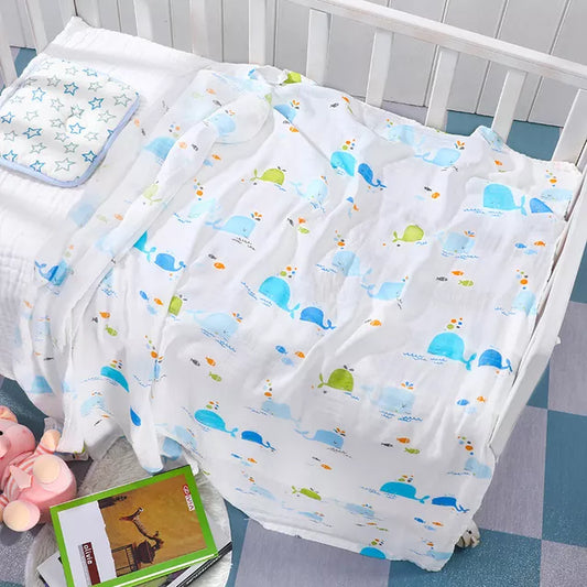 110x120cm 4 Layers Muslin Bamboo Cotton Newborn Baby Receiving Blanket Swaddling