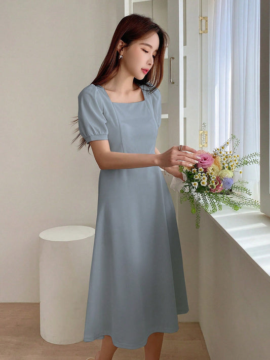 DAZY Square Neck Puff Sleeve A-line Dress