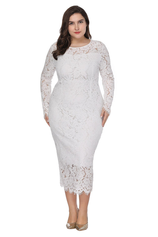 SOMOIA Plus Size Women Clothing Wholesale Long Sleeve Lace Fitted G