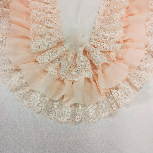 10CM Wide Three Layers Pleated Chiffon Fabric Embroidery Fringe Ribbon Lace