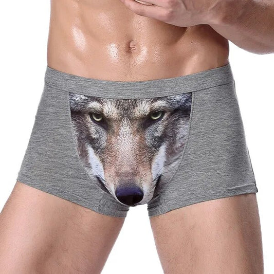 Panties Wolf Funny Underwear Men Cotton Breathable Boxer Shorts Man Brand U Pou