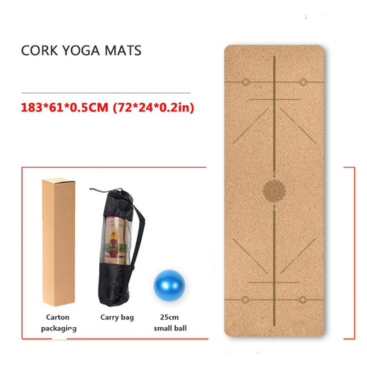 Yoga Mat Cork TPE Natural 5mm Non-slip Gym Sports Mats Absorb Sweat Odorless