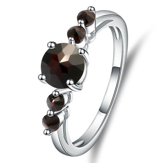 GEM'S BALLET Natural Black Garnet Gemstone Ring Genuine 585 14K 10K 18K