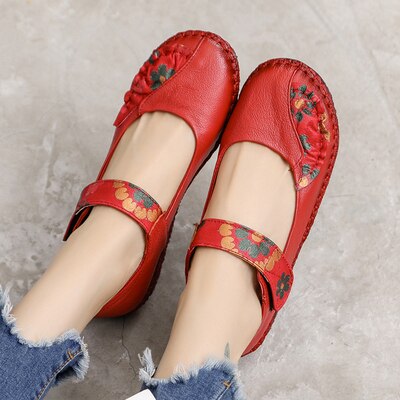 GKTINOO Spring Fashion Flower Design Round Toe Soft Bottom Flat Shoes Vintage