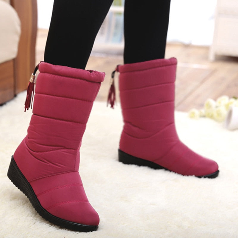 Fashion Women Boots Tassel Winter Boots Female Down Snow Boots Shoes Woman Mid