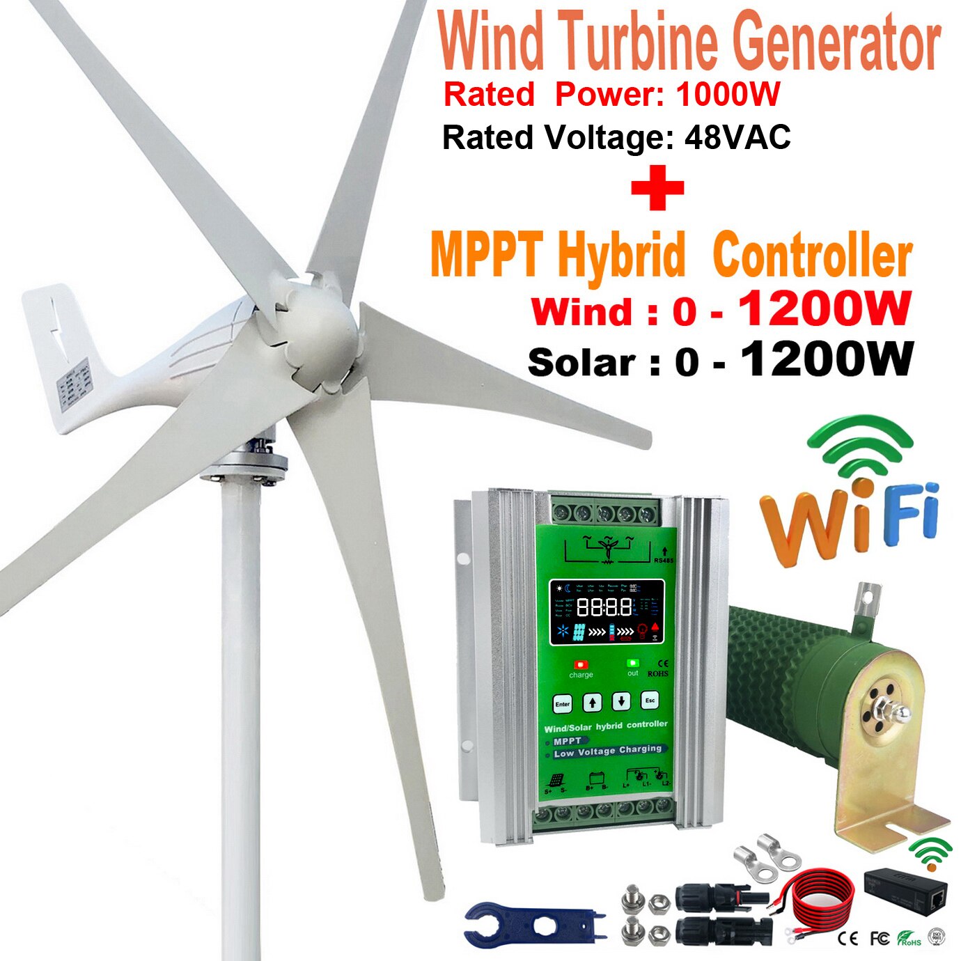 Low Noise Maglev Wind Turbine 800W Vertical Axis Coreless Wind Generator Low Win