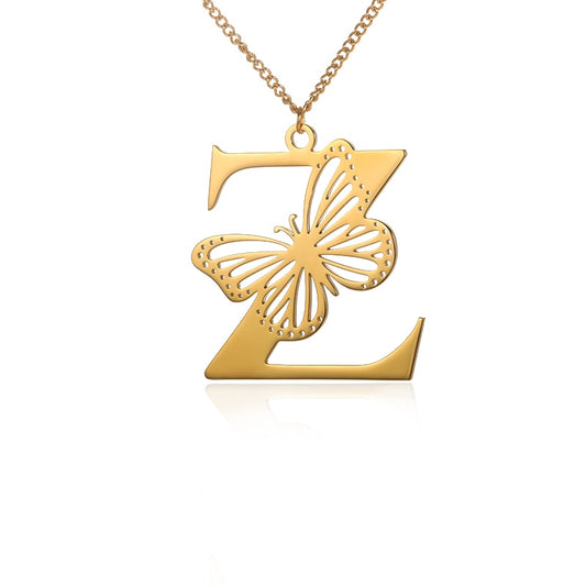 Free Shipping Dainty Big Butterfly Letters Necklaces For Women Girl Jewelry