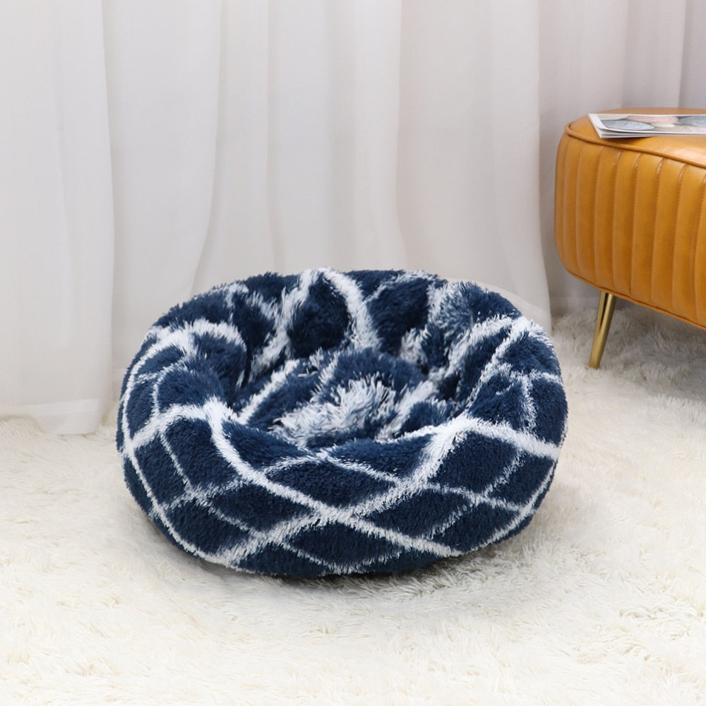 Super Soft Pet Cat Bed Plush Full Size Washable Calm Bed Donut Bed Comfortable