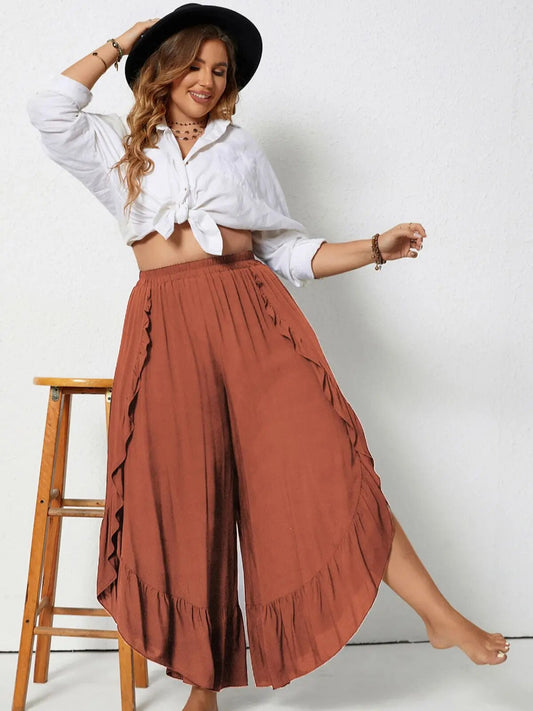 "Rusttydustty Plus Size Vacation Leisure Loose Dress Pants Women's Bottoms"