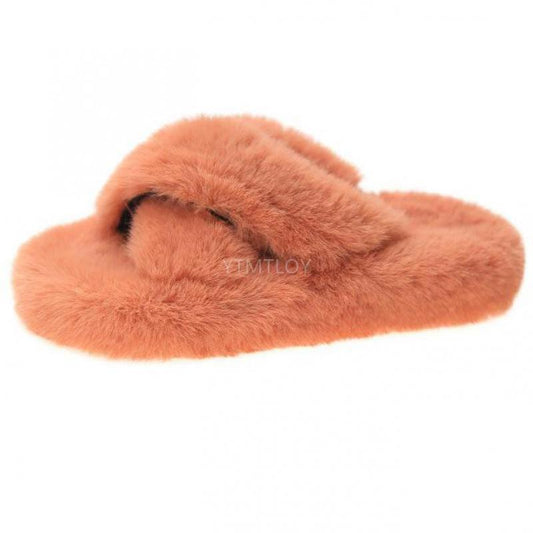 Summer Fluffy Raccoon Fur Slippers Shoes Women Real Fox Fur Flip Flop Flat Furry