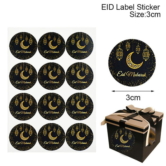 60/120pcs Ramadan EID Mubarak Decorations Paper Sticker Gift Lable Seal