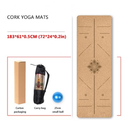 Yoga Mat Cork TPE Natural 5mm Non-slip Gym Sports Mats Absorb Sweat Odorless