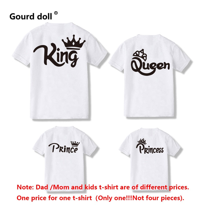 Cotton family matching clothes t shirt Princess Queen king father girls boy