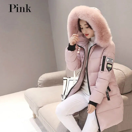 Parka Women 2023 Winter Coats Long Cotton Casual Fur Hooded Jackets Women Thick