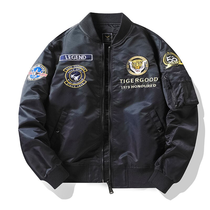 Men's Spring Bomber Jacket Oversize Military Pilot Baseball Coat Motorcycle Wind