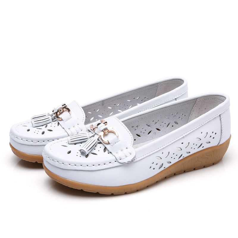 Women Flats Summer Women Genuine Leather Shoes With Low Heels Slip On Casual