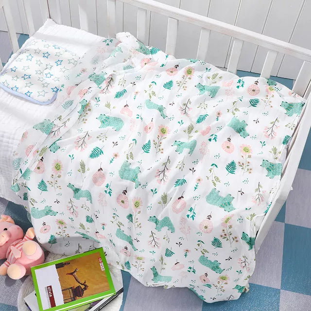 110x120cm 4 Layers Muslin Bamboo Cotton Newborn Baby Receiving Blanket Swaddling