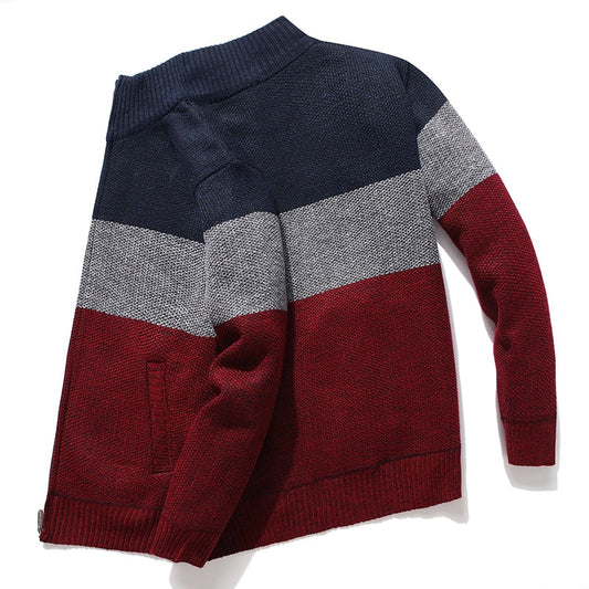 2020 New Cardigan Men Sweater Striped Grey Men's Sweater Oversized Knitted