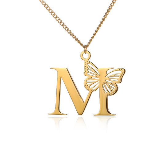 Free Shipping Dainty Big Butterfly Letters Necklaces For Women Girl Jewelry