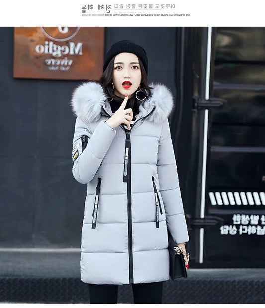 Parka Women 2023 Winter Coats Long Cotton Casual Fur Hooded Jackets Women Thick