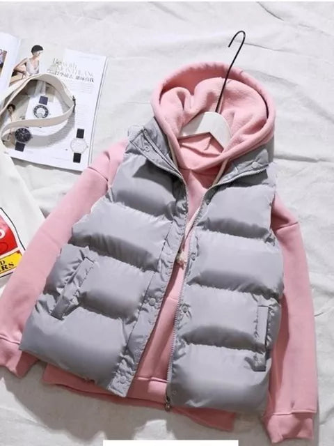 Winter Warm Cotton Padded Puffer Vests Sleeveless Parkas Jacket