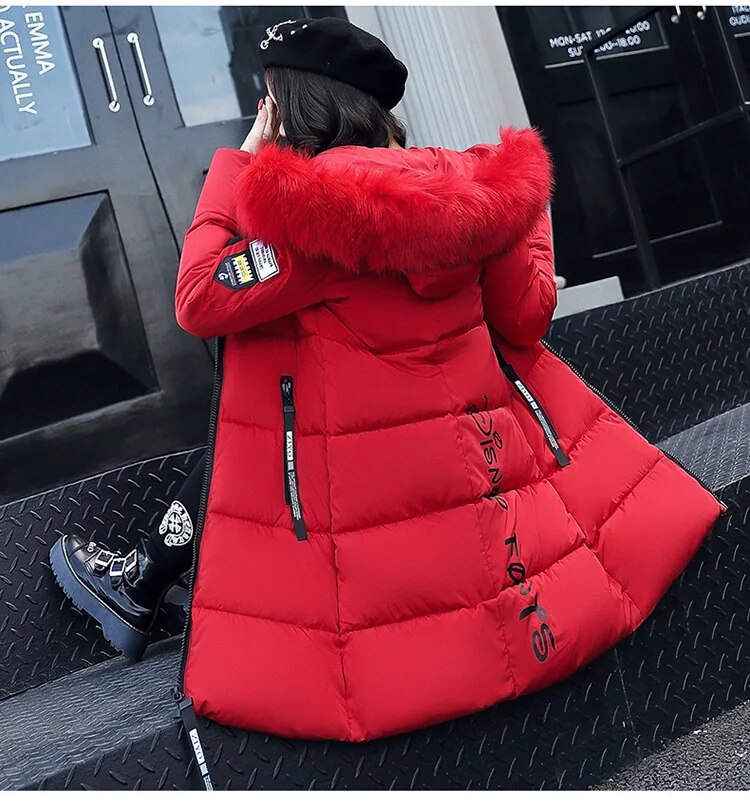 Parka Women 2023 Winter Coats Long Cotton Casual Fur Hooded Jackets Women Thick