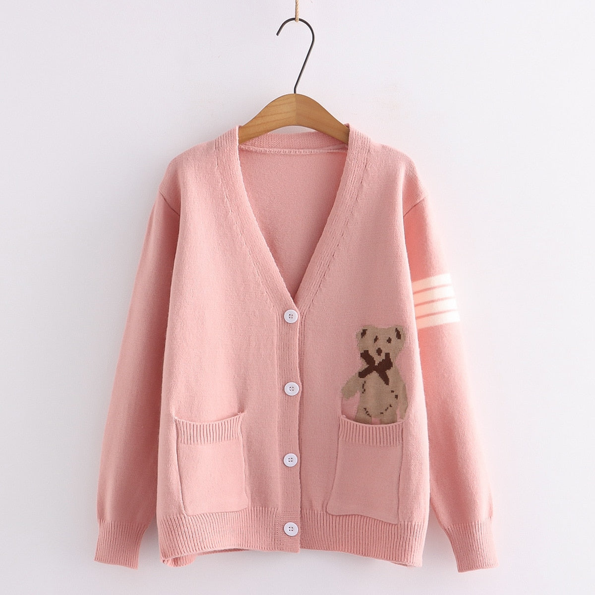 Letter Embroidery Loose Sweaters Women Winter Women Coat Cardigan Preppy Style