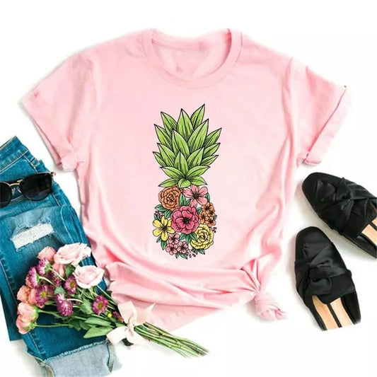 Kawaii Pineapple Printed Womens Clothes Streetwear T Shirt Cartoon Graphic Tees