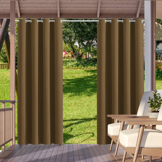 2Pcs Outdoor Curtains Waterproof Thermal Insulated Curtains Panel Sliding