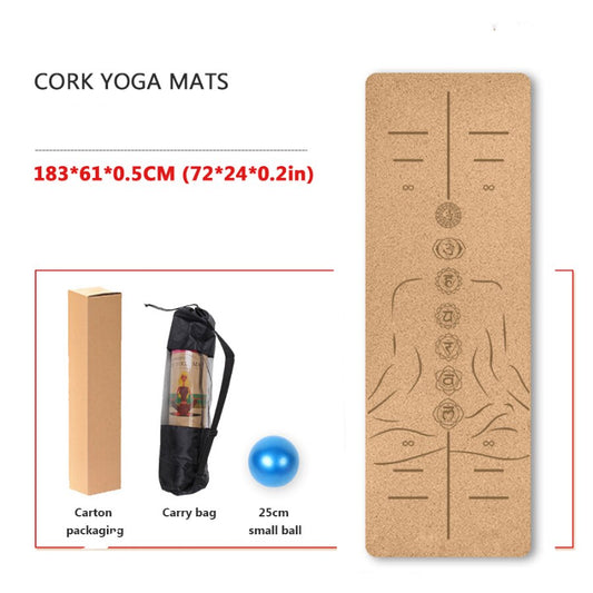 Yoga Mat Cork TPE Natural 5mm Non-slip Gym Sports Mats Absorb Sweat Odorless