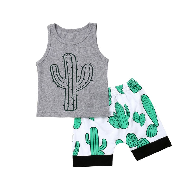 lioraitiin New Casual Toddler Baby Boy Casual Short Sleeve Clothes Cactus Tops