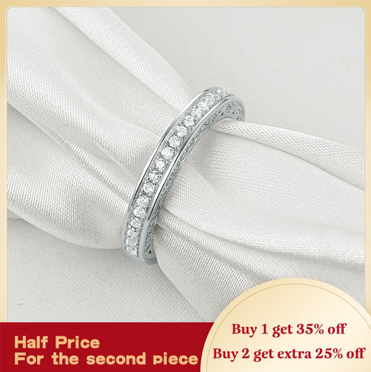 Newshe 925 Sterling Silver Straight Stackable Wedding Ring Engagement Band