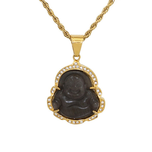 2020 New Good Luck Buddha Necklace Piper Stainless Steel Cat-eye Mil Buddha