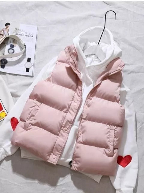 Winter Warm Cotton Padded Puffer Vests Sleeveless Parkas Jacket