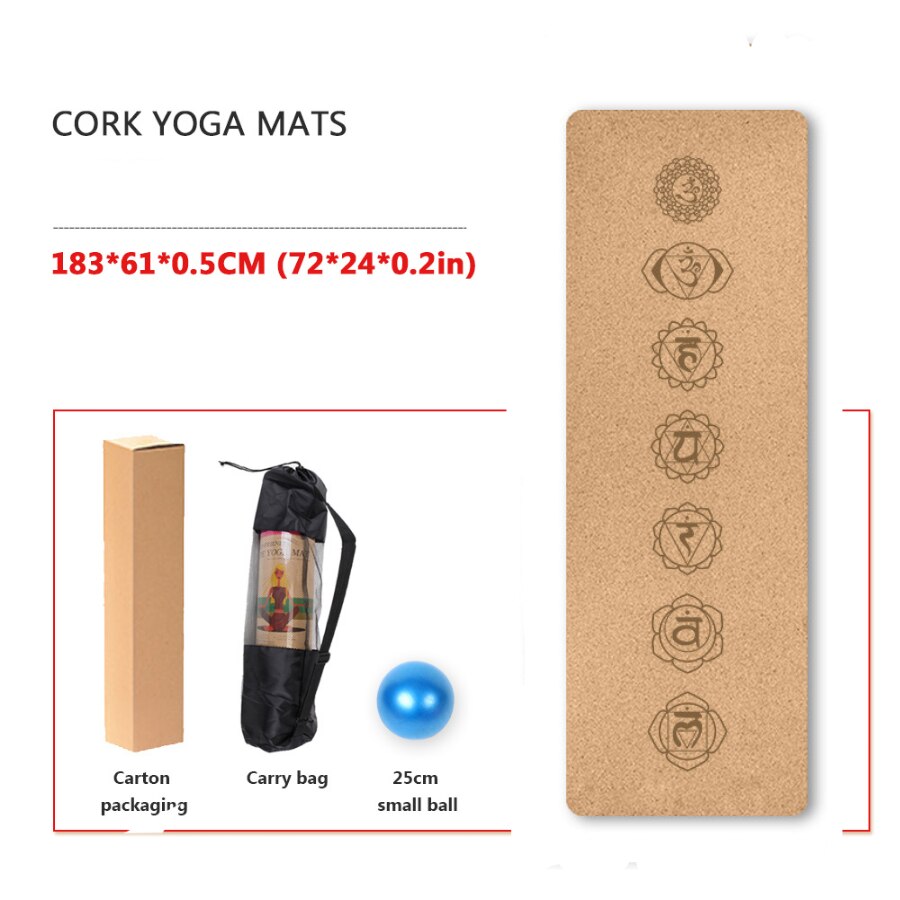 Yoga Mat Cork TPE Natural 5mm Non-slip Gym Sports Mats Absorb Sweat Odorless