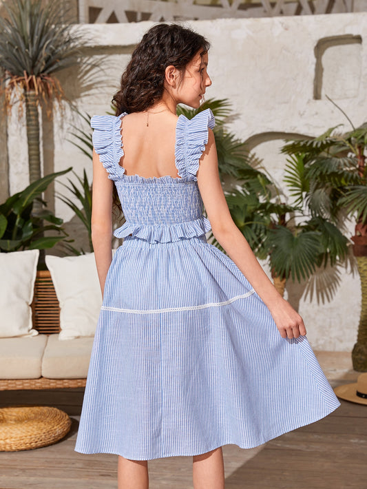 Teen Girls Ruffle Trim Top & Skirt Set