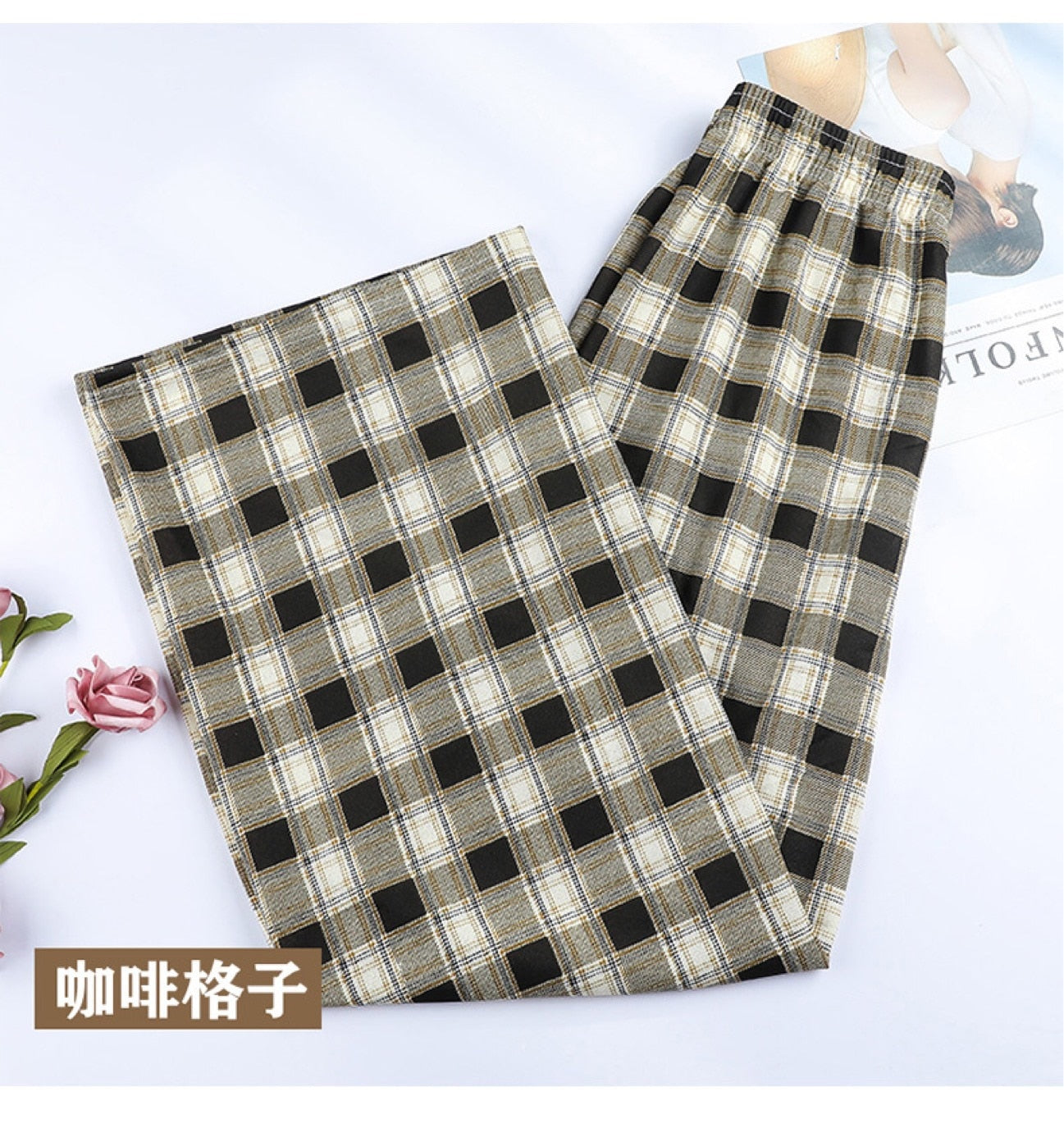 Harajuku Plaid Pants Women Oversize Wide Leg Trousers Female Korean Style