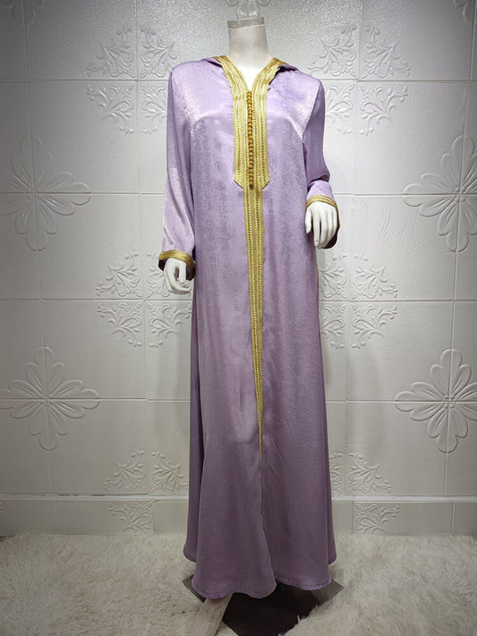 Siskakia Dubai Arabic Muslim Abaya Dress for Women Fall 2020 Champagne Moroccan