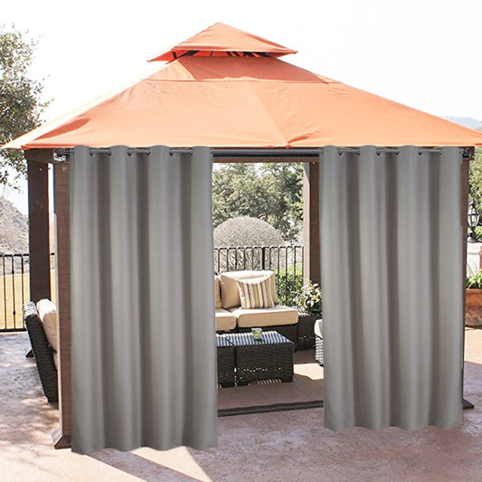 2Pcs Outdoor Curtains Waterproof Thermal Insulated Curtains Panel Sliding