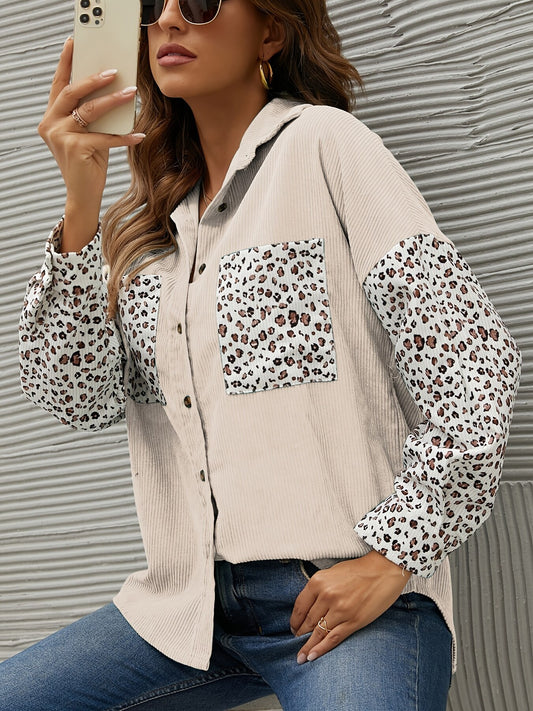 2023 Spring Fall Fashion Girls Long Sleeve Loose Shirt Ladies Leisure Leopard