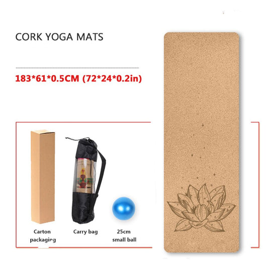 Yoga Mat Cork TPE Natural 5mm Non-slip Gym Sports Mats Absorb Sweat Odorless