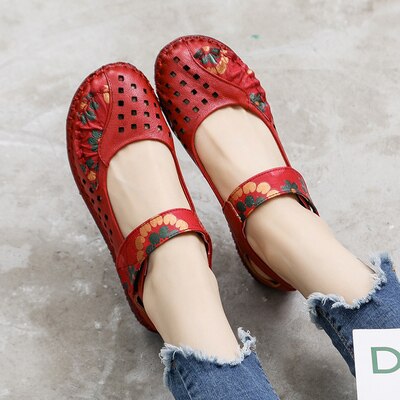 GKTINOO Spring Fashion Flower Design Round Toe Soft Bottom Flat Shoes Vintage